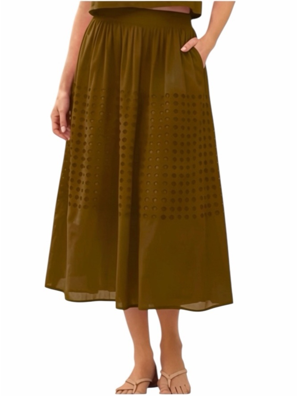 Jennifer and Grace Eyelet Chocolate Brown Maxi Skirt